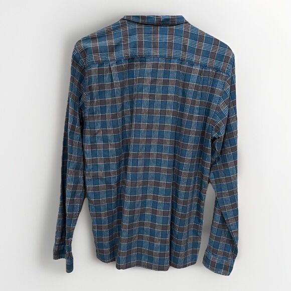 Patagonia Blue / Black Plaid Shirt Sz Medium M Button Up Organic Cotton - Picture 5 of 7